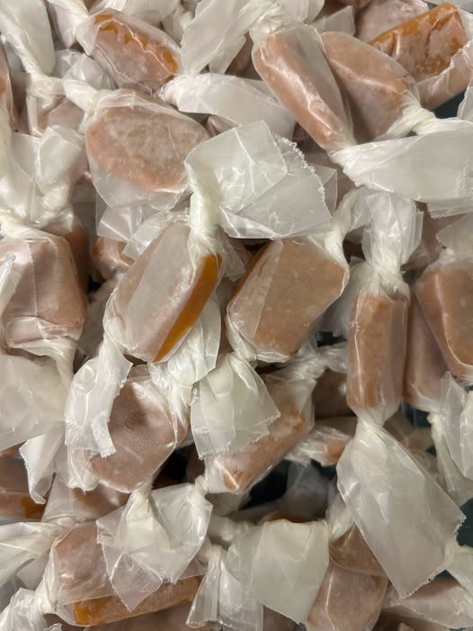 A fresh pile of wrapped salted caramels — recently announced as back in the case